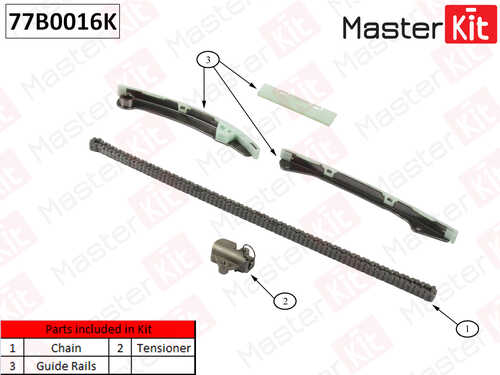 MASTERKIT 77B0016K Комплект цепи ГРМ! Nissan X-Trail/Qashqai MR20DE 02-13