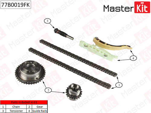 MASTERKIT 77B0019FK Комплект цепи ГРМ! Ford Transit Connect 1.8Di KKDA,BHDA 06>