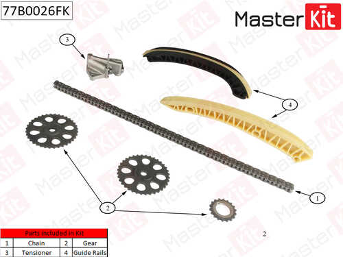 MASTERKIT 77B0026FK Комплект цепи ГРМ! Skoda Fabia, VW Polo 1.2i 12V 05>