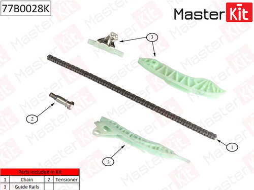 MASTERKIT 77B0028K Комплект цепи ГРМ! Citroen C3/C4/C5, Peugeot 207/208, BMW F20/F30 09>