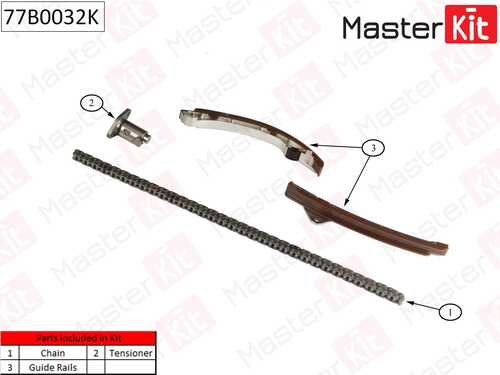 MASTERKIT 77B0032K Комплект цепи ГРМ! Toyota Corolla 1.4i-1.8i 00>