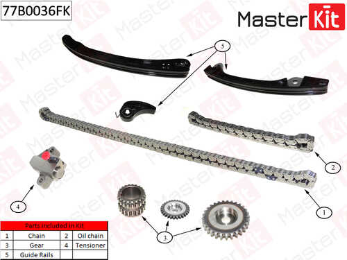 MASTERKIT 77B0036FK Комплект цепи ГРМ! Nissan Almera II/Juke/Note/Qashqai/Tiida 05>