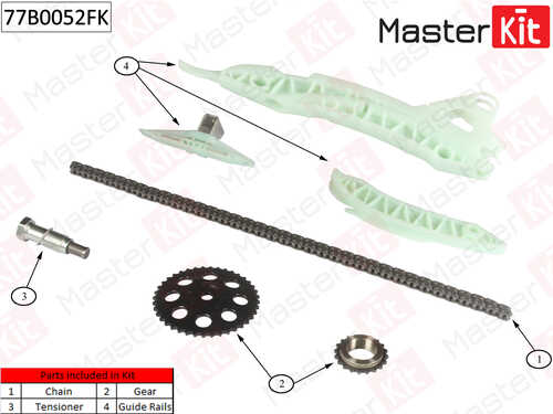 MASTERKIT 77B0052FK Комплект цепи ГРМ! Citroen C4, Peugeot 207 1.2-1.6 06>