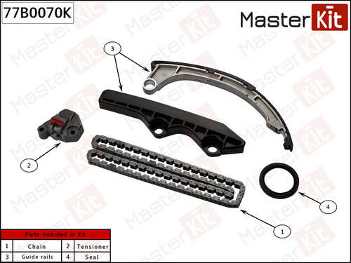 MASTERKIT 77B0070K Комплект цепи ГРМ! Nissan Micra III/Note 1.2-1.4i 03-12