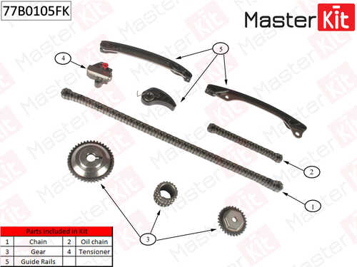 MASTERKIT 77B0105FK Комплект цепи ГРМ! Nissan Micro/Note 1.2i HR12DE 10>