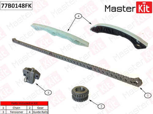 MASTERKIT 77B0148FK Комплект цепи ГРМ! Mitsubishi Lancer X/Outlander 2.0i 10>