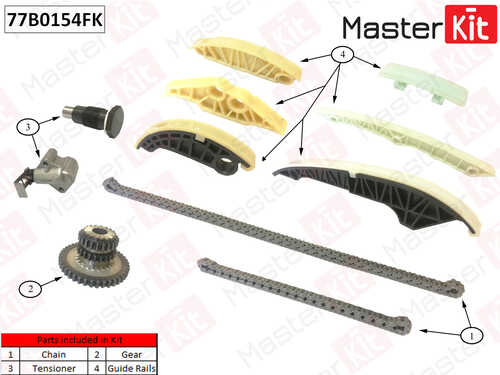 MASTERKIT 77B0154FK Комплект цепи ГРМ! Audi A3/TT, Skoda Octavia/Superb, VW Passat/Golf