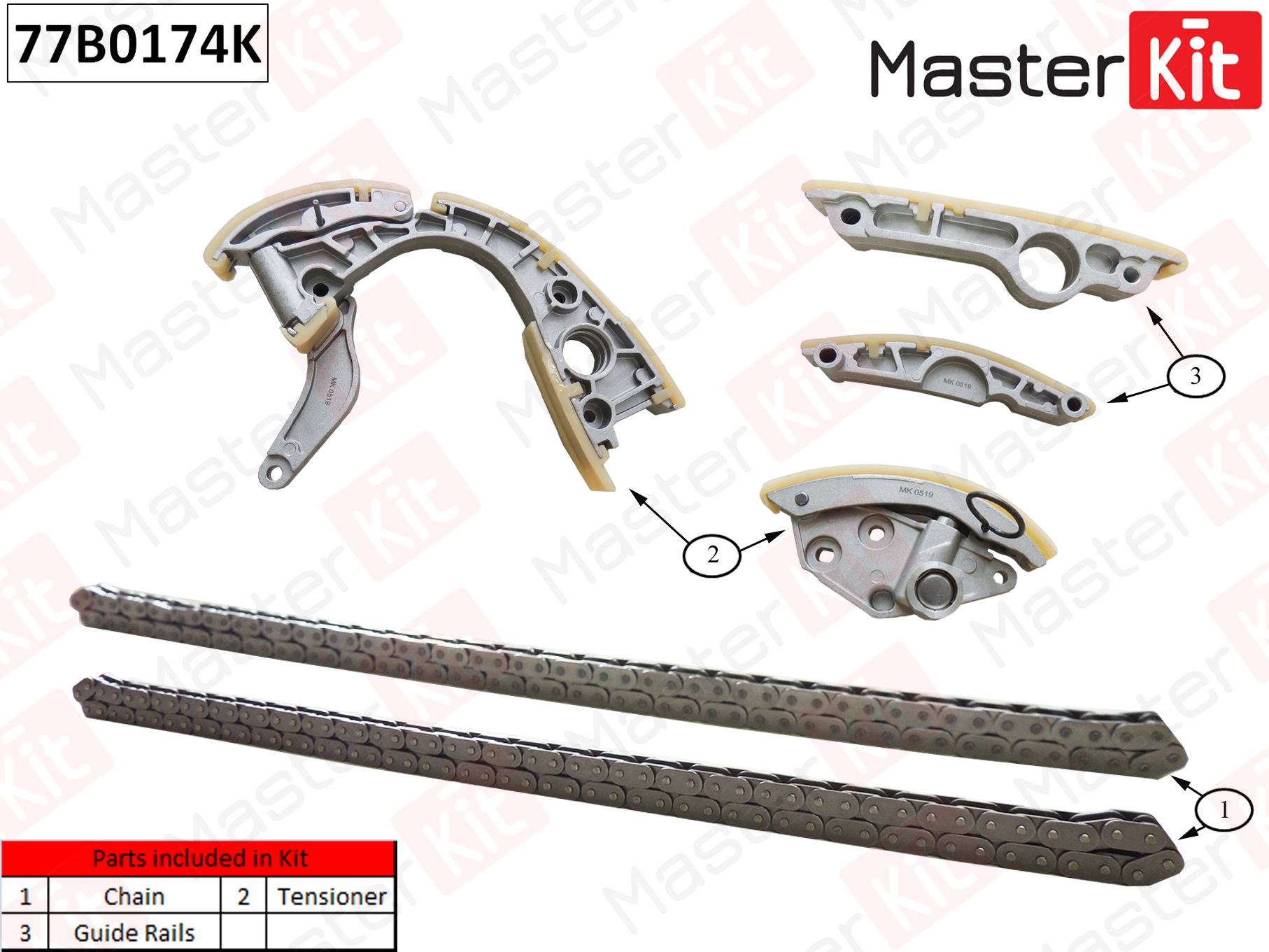 MASTERKIT 77B0174K Р-кт цепи ГРМ! Audi A5/A6/A8/Q7, VW Touareg 4.2-5.2 06-12