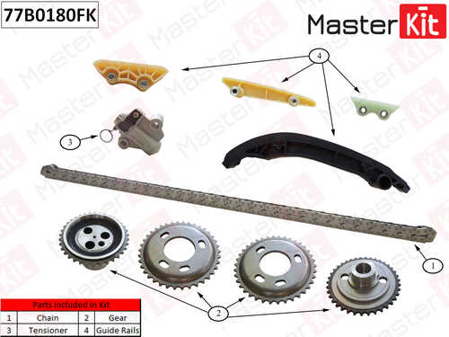 MASTERKIT 77B0180FK Комплект цепи ГРМ! Ford Transit 2.2/2.4 10-14