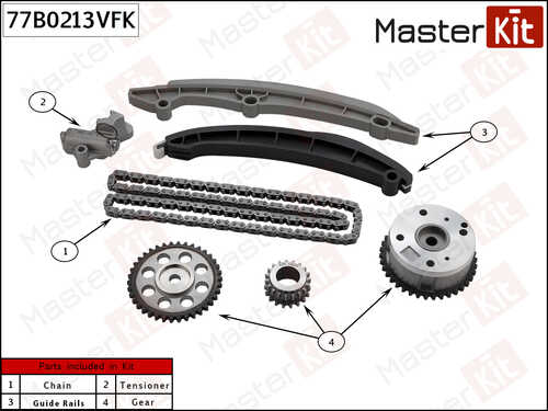 MASTERKIT 77B0213VFK Комплект цепи ГРМ! Skoda Rapid/Octavia 1.4 TFSI CAXA 14>