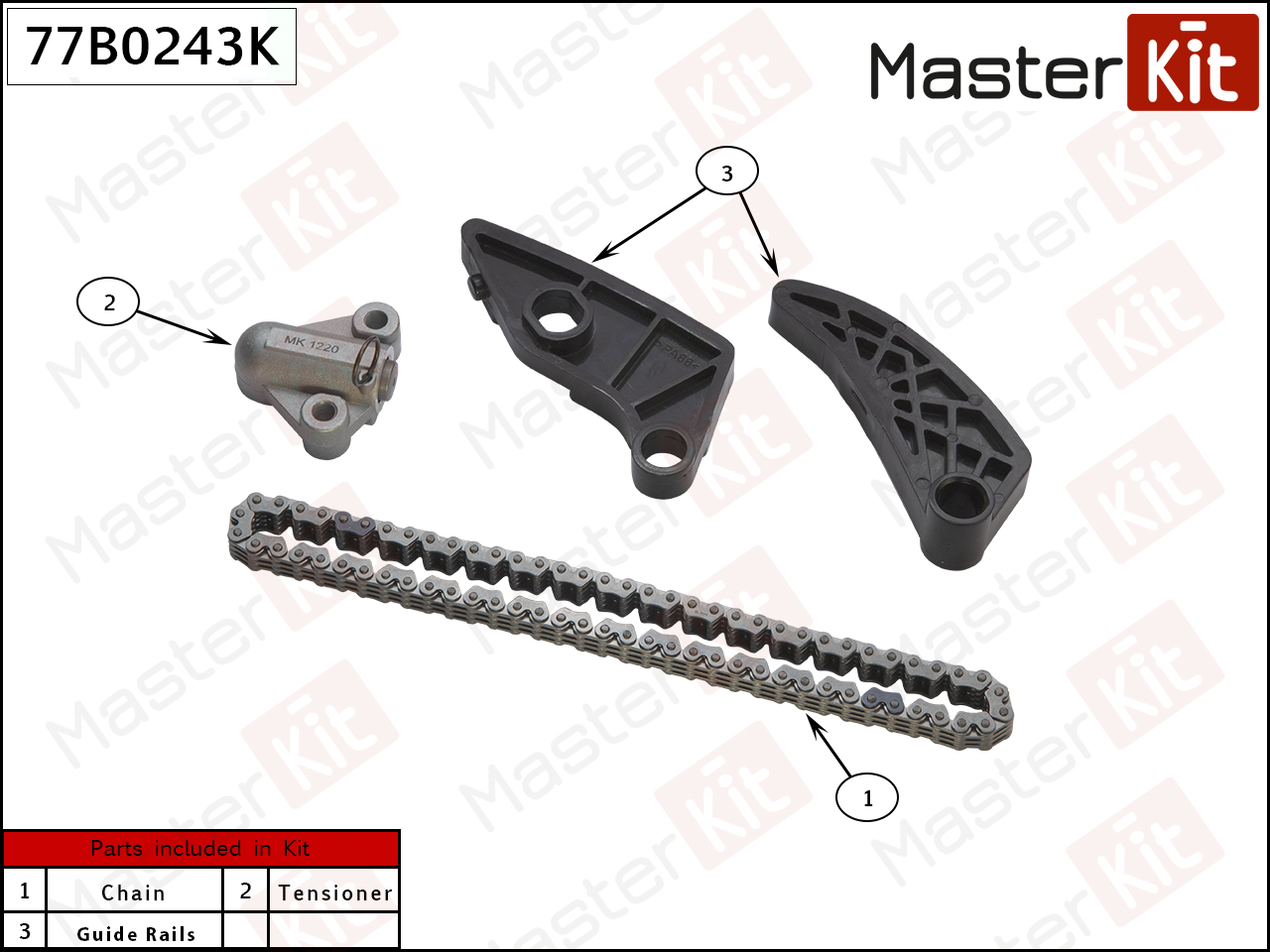 MASTERKIT 77B0243K Комплект цепи балансирного вала! Mitsubishi Outlander 2.4 4B12 07>