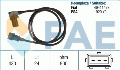 FAE 79054 Датчик положения коленвала! Citroen Jumpy, Peugeot Expert 95>, Fiat Scudo 1.6i 93>