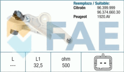 FAE 79119 Датчик положения коленвала! Citroen Xsara 1.6 16V, Peugeot 206/306/3071.4/1.6/16V