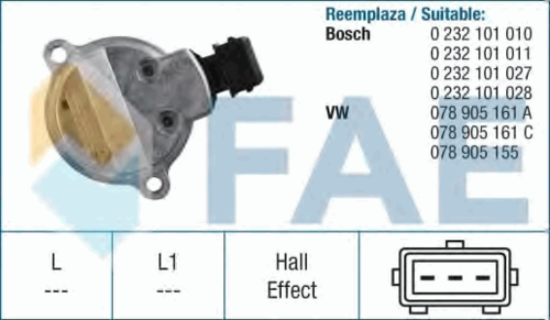 FAE 79262 Датчик положения распредвала! Audi 80/100/A4/A6/A8 4WD 2.6-2.8i 92-01