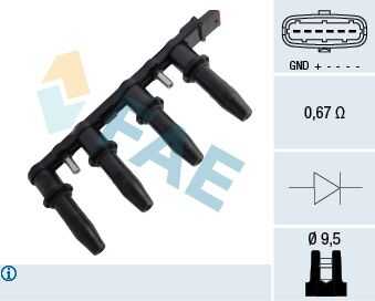 FAE 80291 Катушка зажигания OPEL 1208021