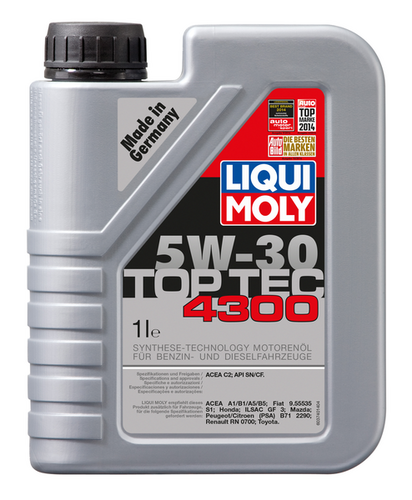 LIQUIMOLY 8030 LiquiMoly 5W30 Top Tec 4300 (1L) масло мотор.! синт. API SM/CF, ACEA A1/B1-04, A5/B5, C2-04