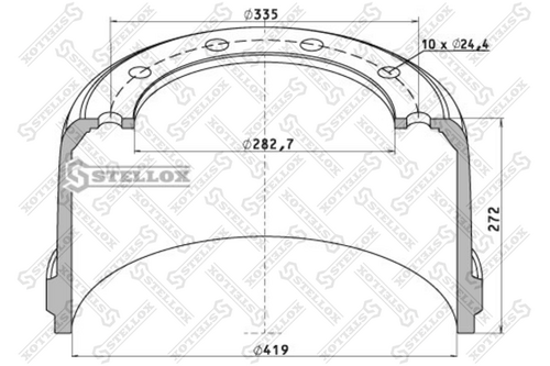 STELLOX 85-00052-SX Торм. барабан 420x220/230 H=271 d=282.6/335 n10x24.5 ROR