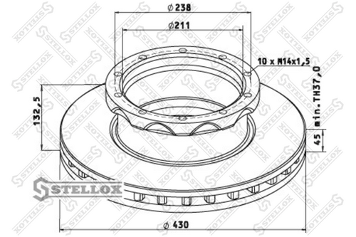 STELLOX 85-00728-SX Диск тормозной 430/211x45/132.5 10n-238-M14x1.5 MB Actros, камаз