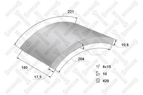 STELLOX 8500902SX Накладки торм. с заклепк.2-рем! 19032 19.5-12.8 420x180 (93251 8x15 80)BPW,DAF,Frue,Kass