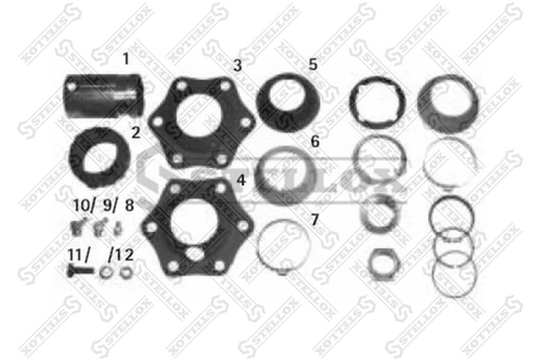 STELLOX 85-07010-SX Ремкомплект торм. вала (мп)на ось-втулки бронз.+шаровая пластм., с монтажным BPW H/R