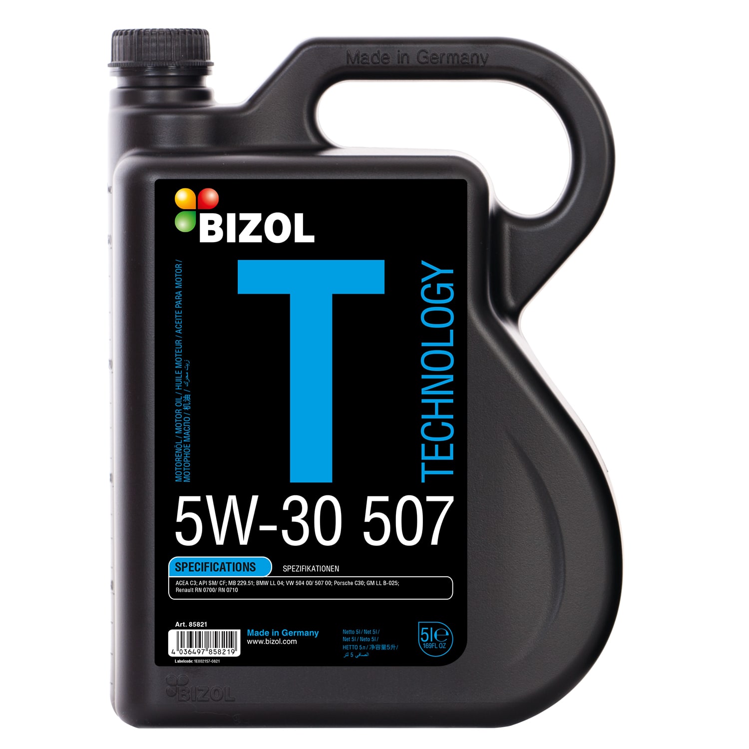 BIZOL 85821 Нс-синт. мот. масло Technology 5W-30 507 SM C3 (5л)