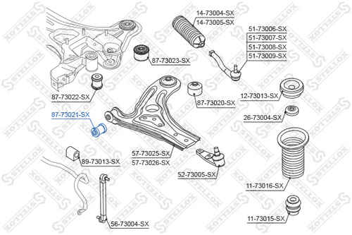 STELLOX 87-73021-SX Сайлентблок рычага пер.! Daewoo Kalos 02>