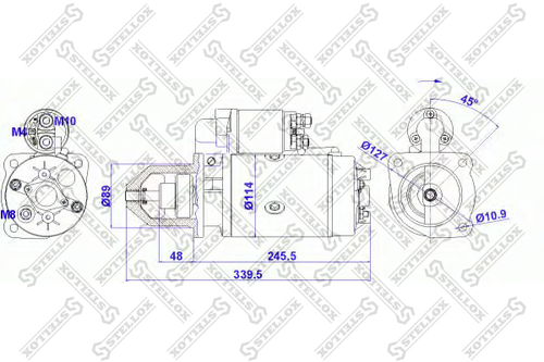 STELLOX 88-02027-SX Стартер! 24V 4KW 11 зубьев 45 гр. вправо Volvo F/FL/FM 6/7 96>