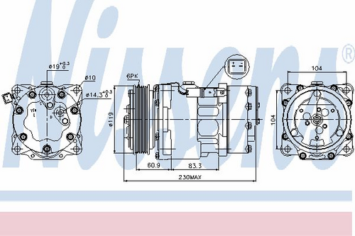 NISSENS 89032 Компрессор кондиционера! Peugeot 307 2.0 Hdi 00>