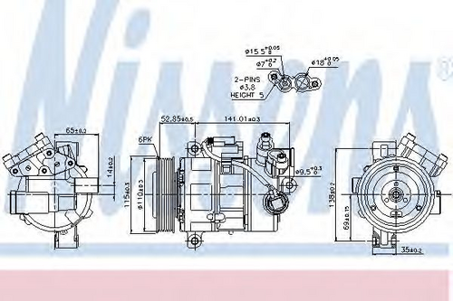 NISSENS 89086 Компрессор кондиционера! BMW E81/E82/E87/E88/F20/F21 1.6-2.0i 04>/E90 1.6-2.0i 05>