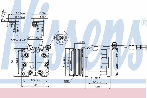 NISSENS 89139 Компрессор кондиционера! 24V d119 8пазов MAN TGA/TGX/TGS D0836-2876 02>