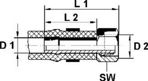 WABCO 893 121 070 2 Штуцер шланга с гайкой d11x3.5-m18 L56/40 (м) SW22 W