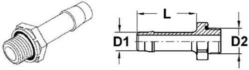 WABCO 893 129 194 2 Штуцер шланга d11x3.5-M16 L/40 (л) DIN d=/ с упл. SW22 R