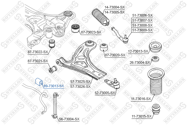 STELLOX 8973013SX Втулка стабилизатора! Daewoo Kalos 02>