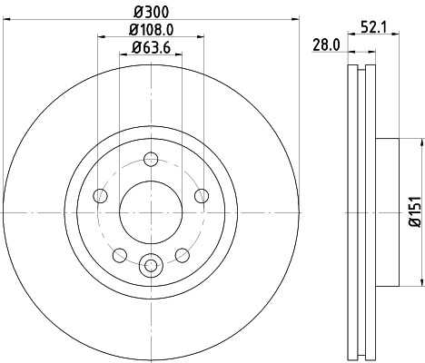 HELLA 8DD 355 116-221 PAGID 8DD355116-221 диск торм пер PRO 1774868