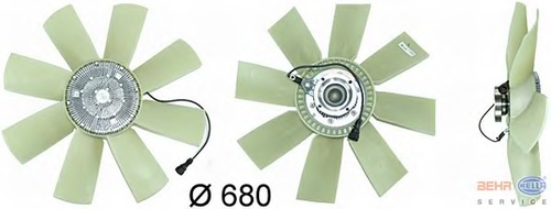 BEHRHELLA 8MV 376 731-471 Вискомуфта привода вентилятора с проводом! с вентилят. d=680mmVOLVO FM12/FM13