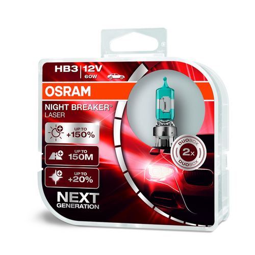 OSRAM 9005NLHCB Комплект ламп NIGHT BREAKER LASER! 2шт. (HB3) 12V 60W P20d +150% света