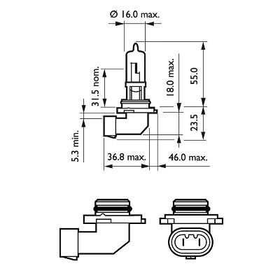 PHILIPS 9005XVPB1 Лампа Philips галогеновая HB3 P20d 60W