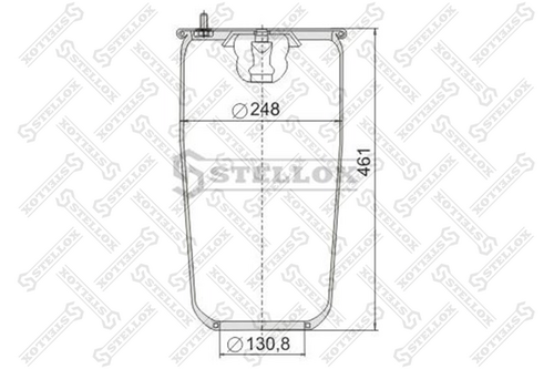 STELLOX 9047130SX Пневмоподушка без стак.! 2шп. M10 смещ.84 1отв-шт. M16 н:отв. d130.8 Volvo FM/FL/FH10/12