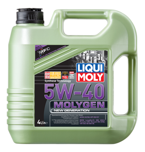 LIQUIMOLY 9054 LiquiMoly 5W40 Molygen New Generation (4L) масло моторное синт. API SN/CF, ACEA A3/B4