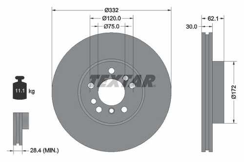 TEXTAR 92107205 Диск тормозной передний! BMW X5 3.0/4.4/3.0D00>