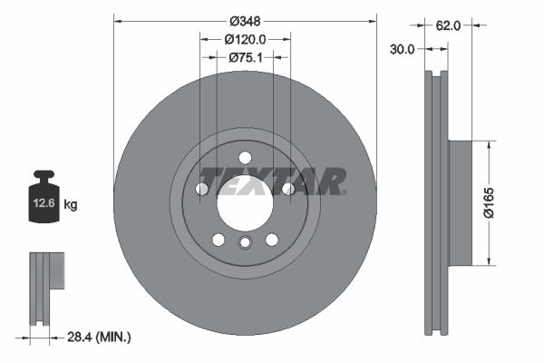 TEXTAR 92160905 Диск тормозной передний! BMW X5 3.0/4.8, X6 3.0d 07>