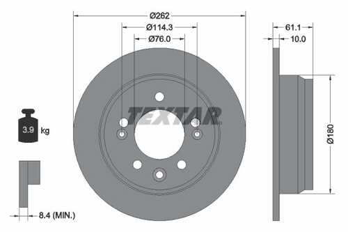 TEXTAR 92161703 Диск тормозной задний! Kia Ceed, Hyundai i30 1.4-2.0/1.6 CRDi 06>