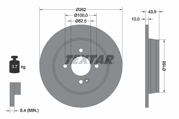 TEXTAR 92242203 Диск тормозной задний! Hyundai Solaris, Kia Rio 1.1-1.6i/CRDi 10>