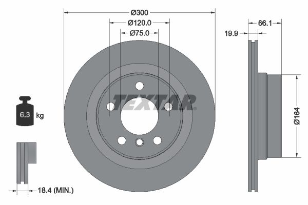 TEXTAR 92257203 Диск торм. BMW E81/E87/E90 зад. вент. (d=300mm)