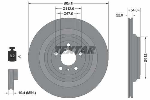 TEXTAR 92284003 Диск тормозной задний! MB W166/X166/C292 2.2-5.0/2.5CDi/3.5CDi 11>