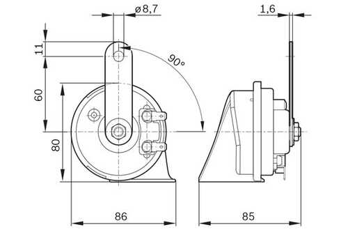 BOSCH 9320335007 Сигнал звуковой! многотональный 420-510Гц EC9 хром