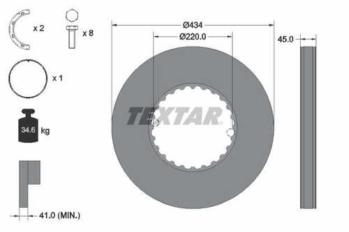 TEXTAR 93272100 Диск тормозной 434x45/45 VOLVO FH12 FH 12/500 01>