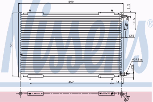 NISSENS 94392 8FC 351 037-511=AVA PE5191=VL817283 [6455Y0] радиатор конд. Peugeot 206 1.1-2.0HDi 98>