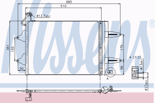 NISSENS 94628 SA5007=VL817686=8FC 351 301-531 [6Q0820411E] радиатор конд. VW Polo, Seat Cordoba all 01>