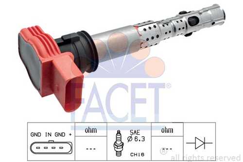 FACET 9.6327 Катушка зажигания Made in Italy - OE Equivalent AUDI, PORSCHE, VW A4 B6 2.0 FSI 02>04, A4 B7 3.2 F